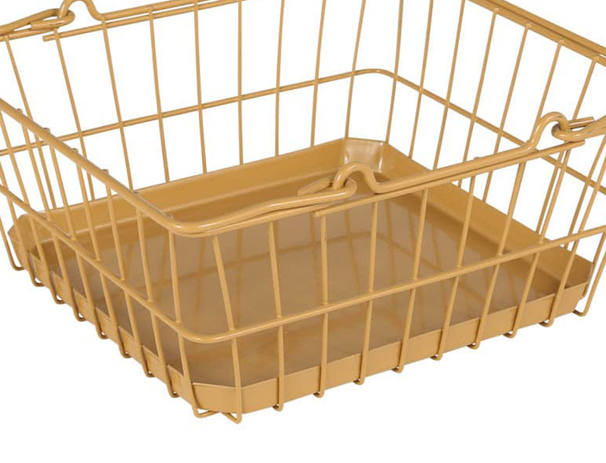 レジかご ダルトン SQUARE BASKET TRAY SAND BEIGE バスケット 幅25.5×奥行23×高さ11.5cm ( DULTON 収納バスケット ワイヤーバスケット かご カゴ 収納 持ち手付き 収納ボックス 収納ケース 小物収納 ディスプレイ おしゃれ )