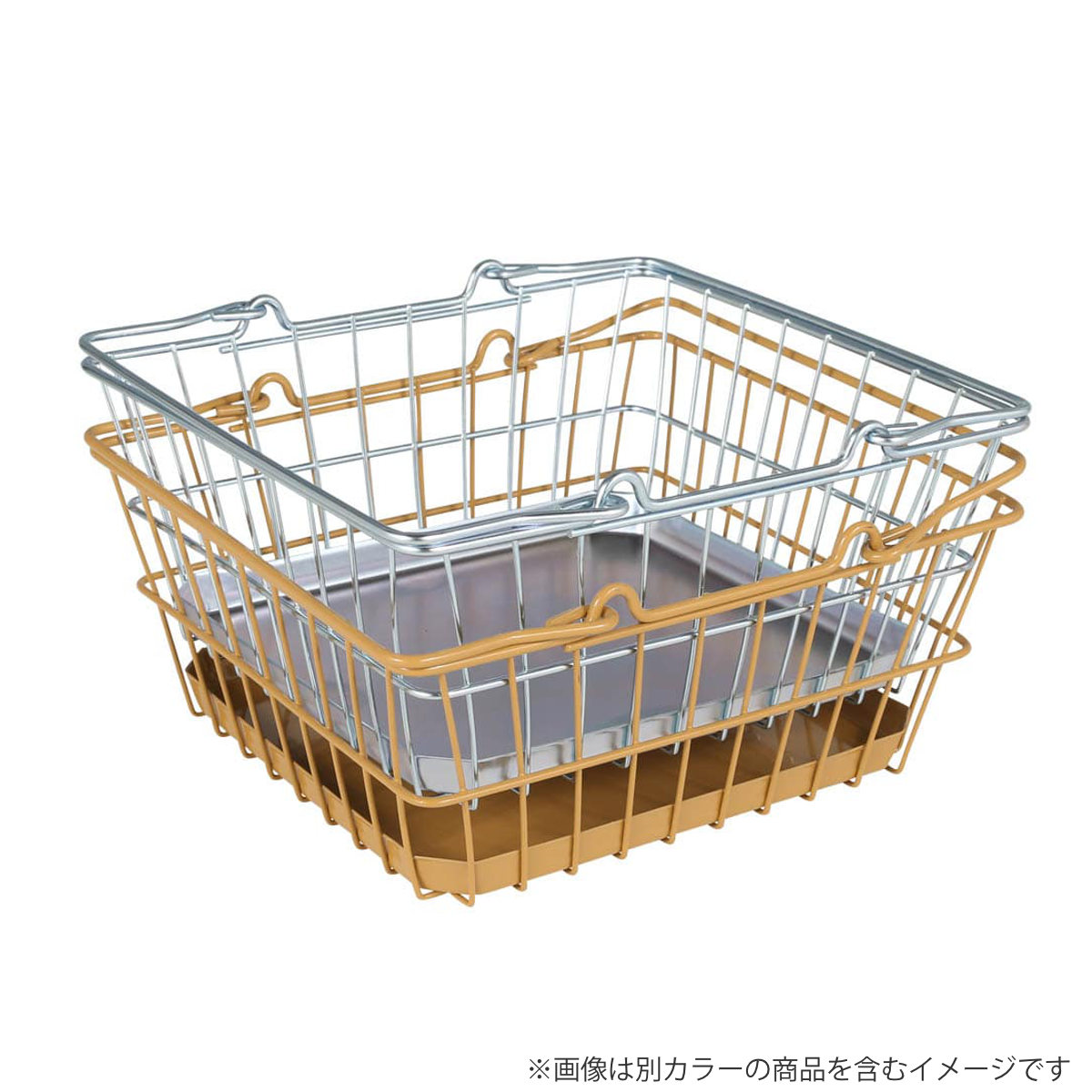 レジかご ダルトン SQUARE BASKET TRAY SAND BEIGE バスケット 幅25.5×奥行23×高さ11.5cm ( DULTON 収納バスケット ワイヤーバスケット かご カゴ 収納 持ち手付き 収納ボックス 収納ケース 小物収納 ディスプレイ おしゃれ )