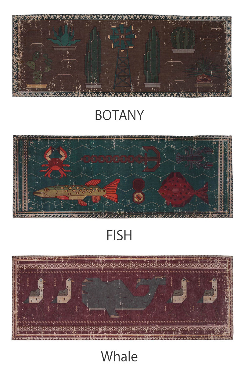 玄関マット 室内 45×120cm DULTON マット ( ラグ 洗える 滑り止め ダルトン ラグマット デザインマット 横長 幅120cm キッチン キッチンマット 玄関 脱衣所 洗面 インテリア 室内用マット おしゃれ ランドリー 敷物 ) 【FISH】 FISH