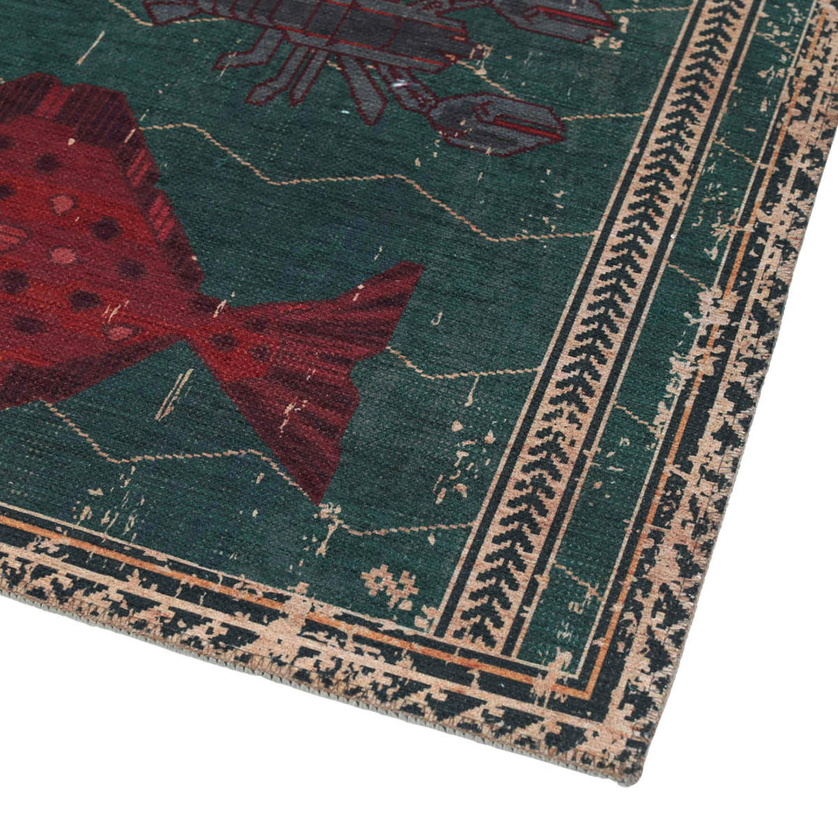 玄関マット 室内 45×120cm DULTON マット ( ラグ 洗える 滑り止め ダルトン ラグマット デザインマット 横長 幅120cm キッチン キッチンマット 玄関 脱衣所 洗面 インテリア 室内用マット おしゃれ ランドリー 敷物 ) 【FISH】 FISH