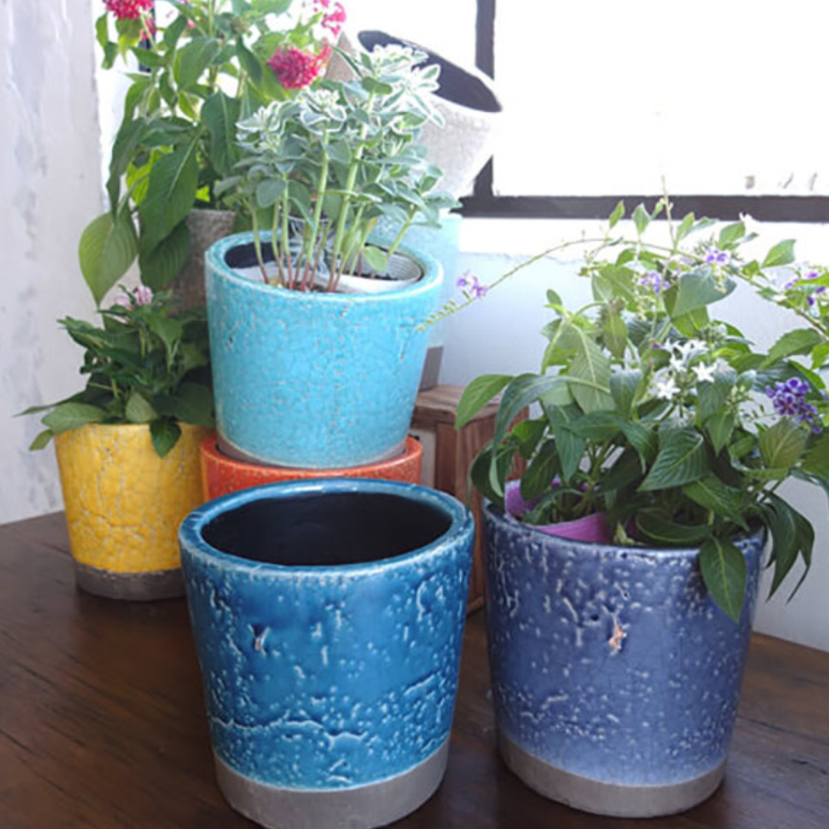 フラワーポット ダルトン DULTON カラー グレーズド ポット 5号鉢 ( 植木鉢 鉢 プランター 園芸用品 庭 お庭 玄関 お部屋 室内 屋外 おしゃれ カラフル インテリア コンパクト ハンドメイド 底穴 小さい ) 【ライトパープル】 ライトパープル