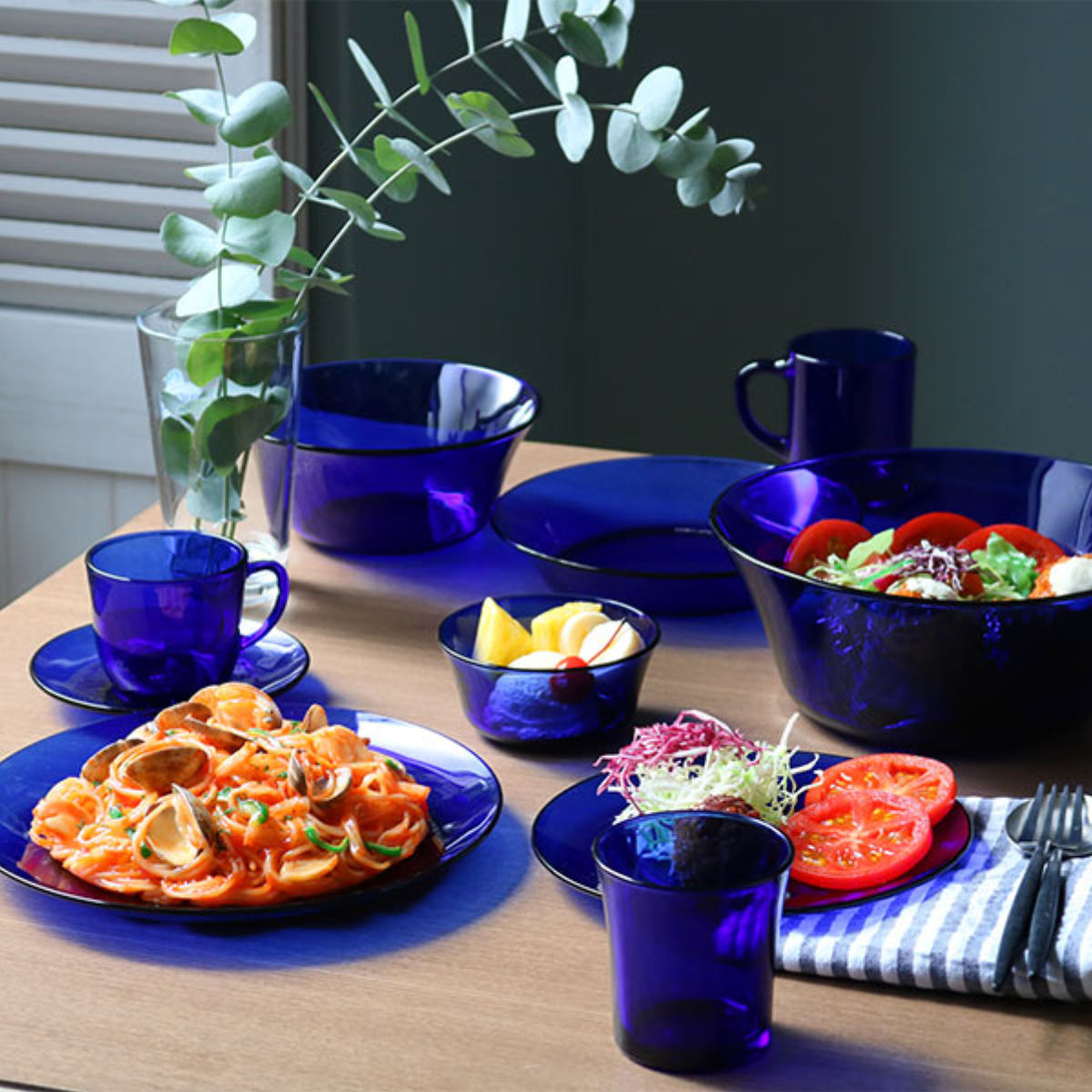 DURALEX デュラレックス スーププレート 19.5cm ( リススタック ジャングルグリーン サファイア 食洗機対応 電子レンジ対応 食器 皿 強化ガラス お皿 深皿 カレー皿 ガラス ガラス製 ガラスプレート ) 【サファイア】 サファイア