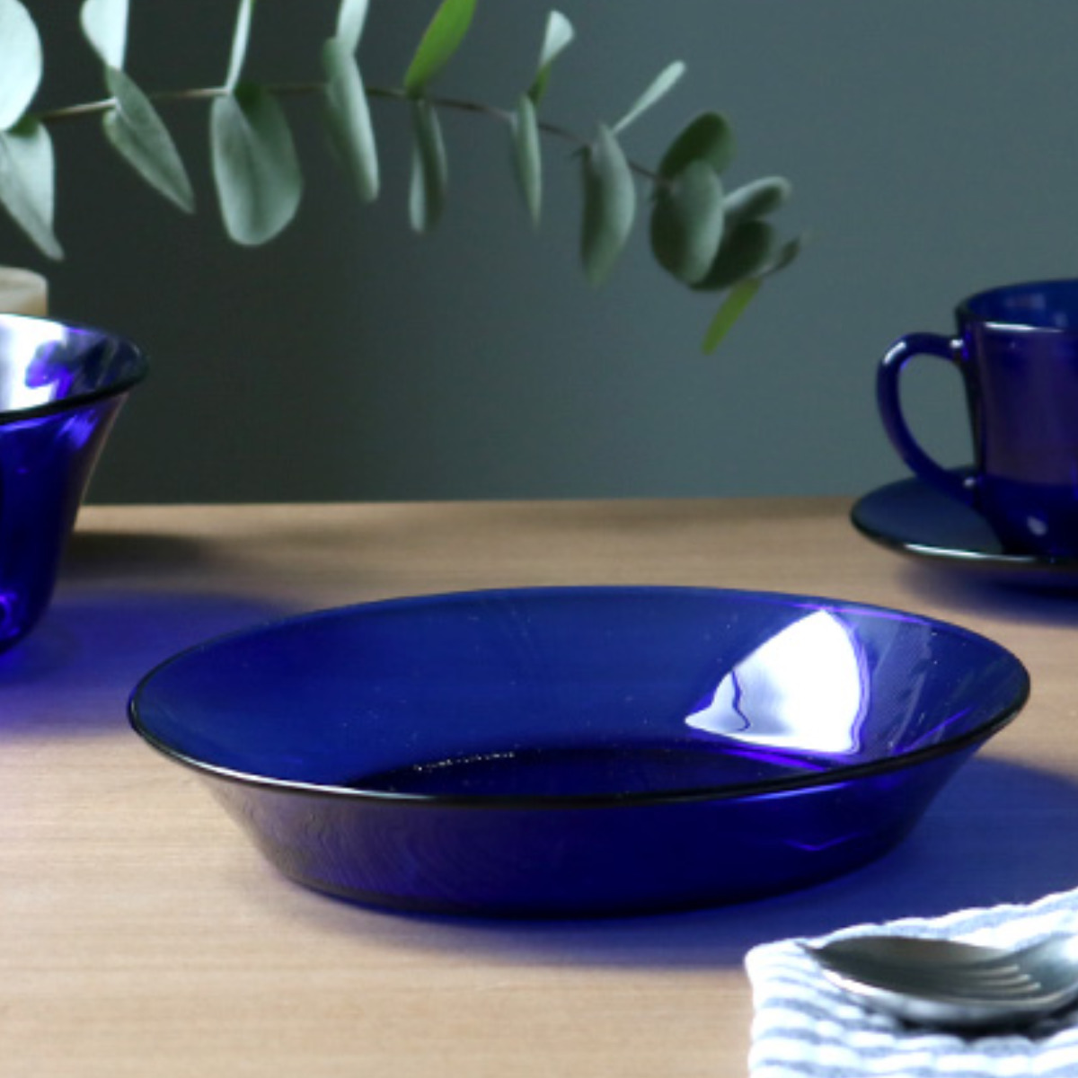 DURALEX デュラレックス スーププレート 19.5cm ( リススタック ジャングルグリーン サファイア 食洗機対応 電子レンジ対応 食器 皿 強化ガラス お皿 深皿 カレー皿 ガラス ガラス製 ガラスプレート ) 【サファイア】 サファイア