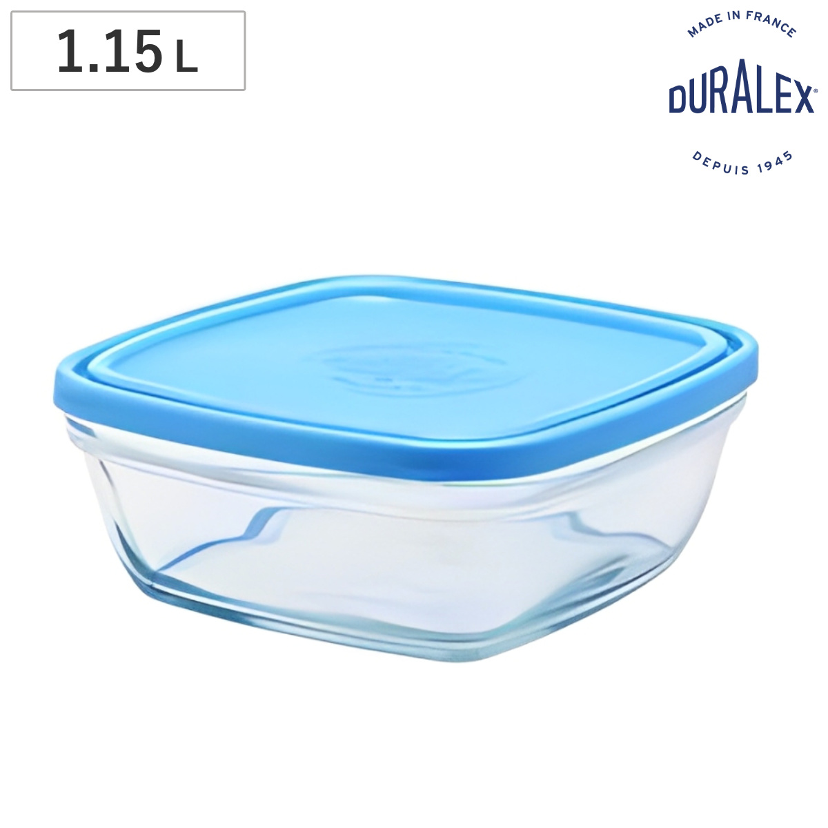DURALEX デュラレックス カレボウル 1.15L 蓋付き ( 保存容器 電子レンジ対応 食洗機対応 ガラス 強化ガラス スタッキング 角型 食品保存 ガラス製保存容器 作り置き ストッカー 中身が見える クリア )