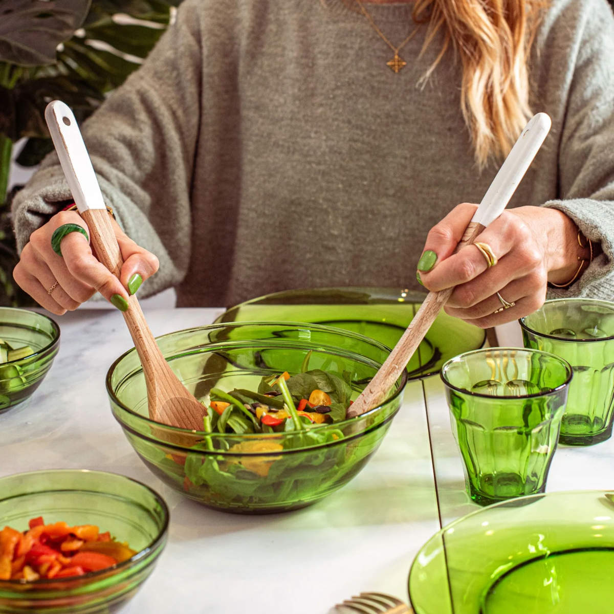 DURALEX デュラレックス リススタック ボウル 20cm ( LYS STACK 食洗機対応 電子レンジ対応 強化ガラス サラダボウル ガラスボウル サラダ フルーツ 素麺 蕎麦 調理 下ごしらえ 割れにくい 耐熱 丈夫 おしゃれ ) 【グリーン】 グリーン