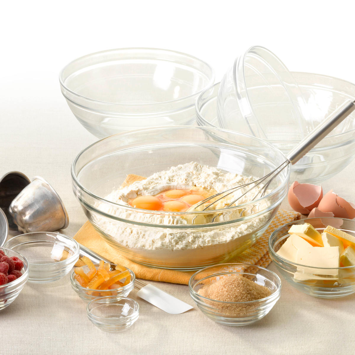 DURALEX デュラレックス リススタック ボウル 26cm 6個セット ( LYS STACK 食洗機対応 電子レンジ対応 強化ガラス サラダボウル ガラスボウル サラダ フルーツ 素麺 蕎麦 調理 下ごしらえ 割れにくい 耐熱 丈夫 おしゃれ )