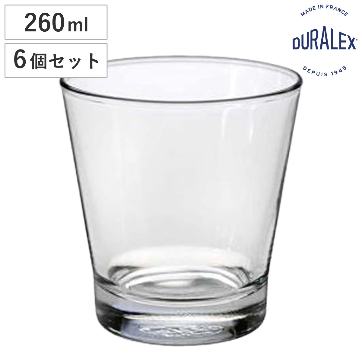 DURALEX デュラレックス グラス ピュア 260cc （ Pure 260ml 6個セット 食洗機対応 電子レンジ対応 全面物理強化ガラス コップ タンブラー 食器 丈夫 シンプル クリア 透明 洋食器 おしゃれ ）