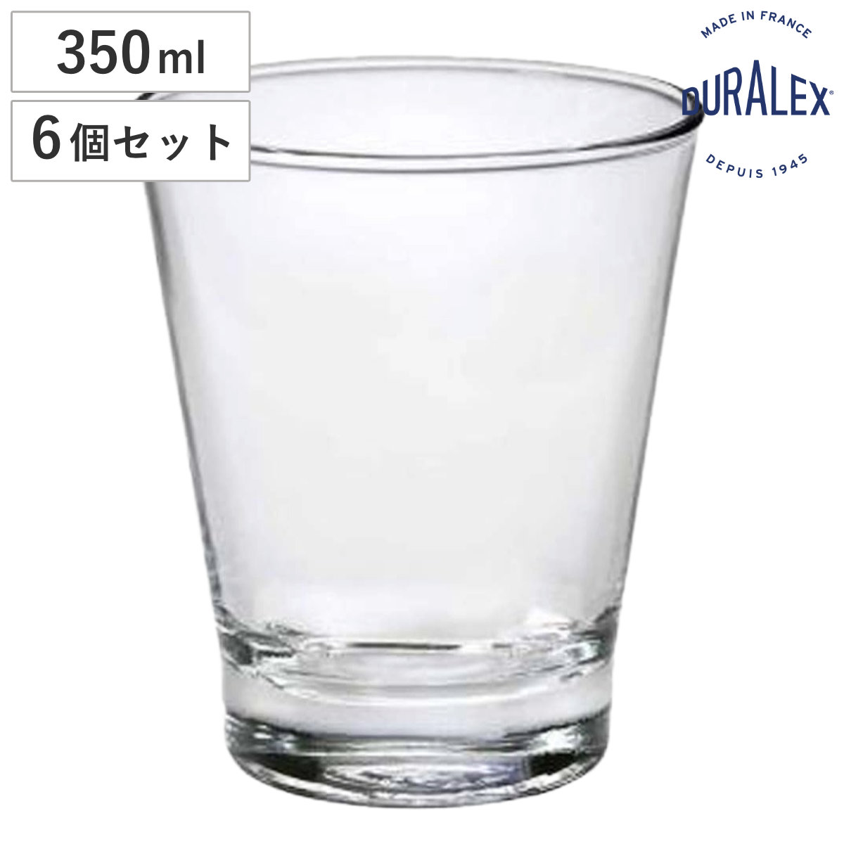 DURALEX デュラレックス グラス ピュア 350cc （ Pure 350ml 6個セット 食洗機対応 電子レンジ対応 全面物理強化ガラス コップ タンブラー 食器 丈夫 シンプル クリア 透明 洋食器 おしゃれ ）