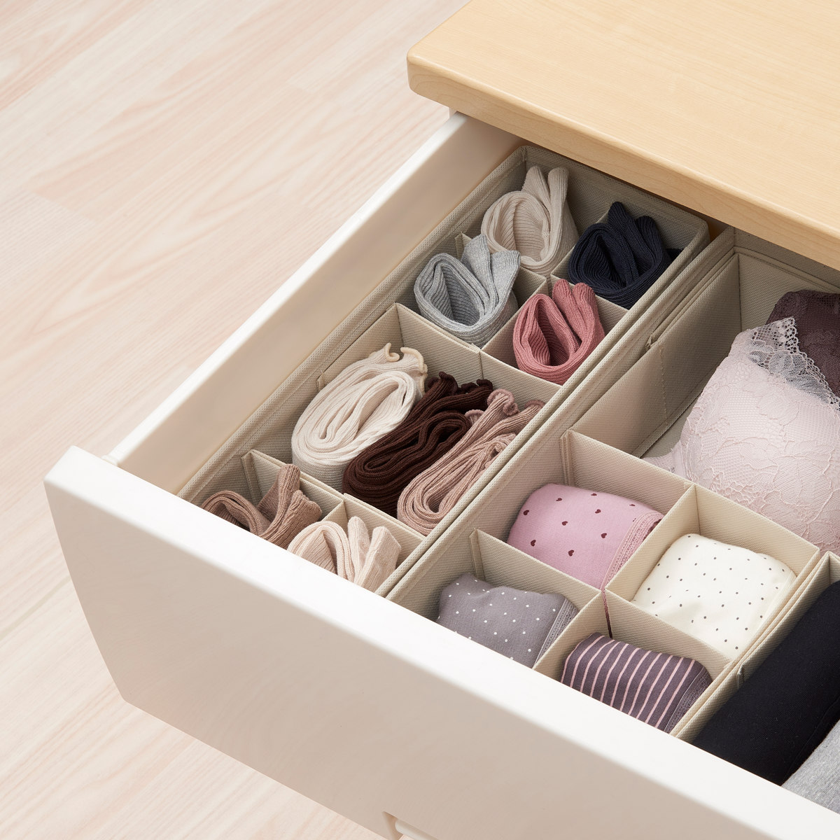 収納ボックス 3個セット 仕切りが動く収納ボックス M 幅13×奥行33×高さ10cm ( 収納 引き出し 仕切りケース 収納ケース インナーケース 仕切りボックス 仕切り 引出し チェスト 整理 衣類収納 靴下 ハンカチ 小物 整頓ボックス )