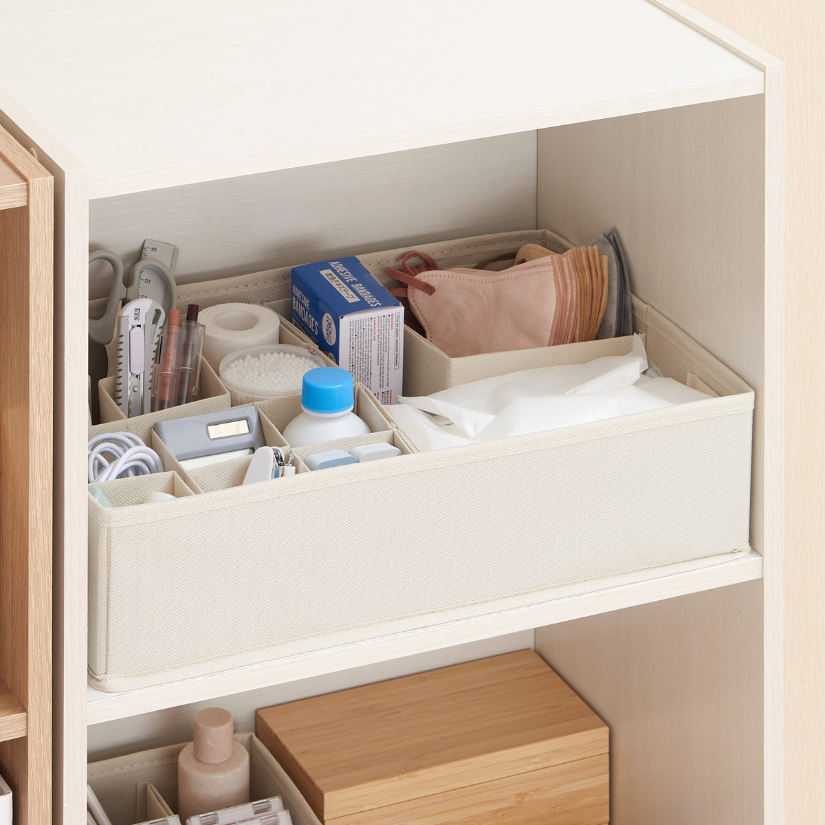 収納ボックス 仕切りが動く収納ボックス カラーボックス用 L 幅37×奥行25×高さ10cm ( 収納 仕切りケース 収納ケース 仕切りボックス 小物収納 リビング カラーボックス インナーボックス 仕切り 整頓ボックス )