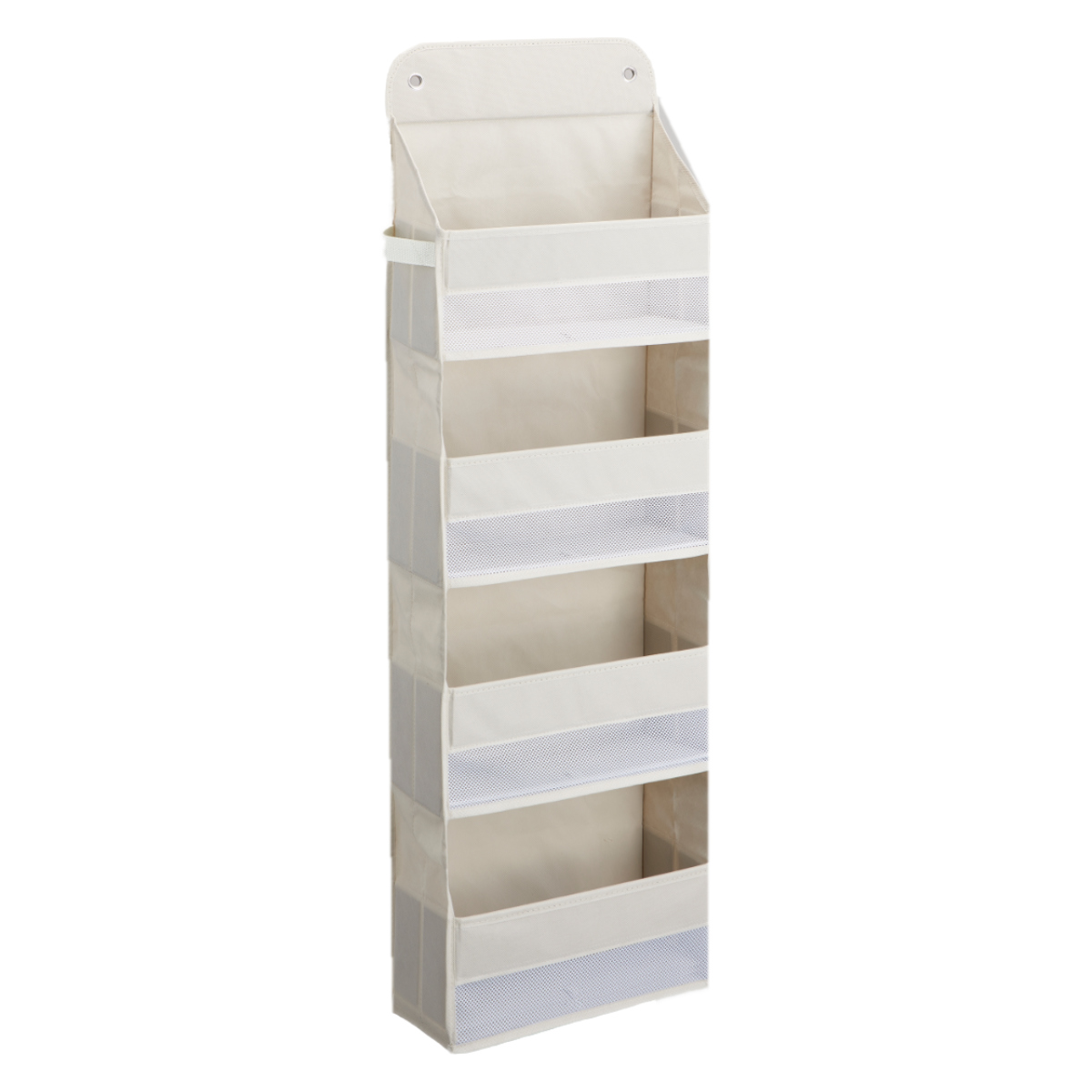 収納ポケット 壁掛け収納 4段 ドア掛け収納 PataPata フック付き ( ウォールポケット 布 壁掛け ポケット収納 メッシュ 折りたたみ 壁面収納 ポケット 小物収納 小物入れ 吊り下げ 吊り下げ収納 クローゼット収納 ) 【グレー】 グレー