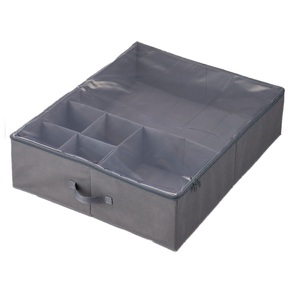 収納ボックス PataPata ベッド下収納 ふた付き 仕切り付き ( 収納ケース 収納 布 ソファ下 ベッド下 隙間収納 すき間 折りたたみ 仕切り フタ付き 衣類 服 布団 シーツ ぬいぐるみ おもちゃ オモチャ 寝室 リビング ベッドルーム ) 【グレー】 グレー