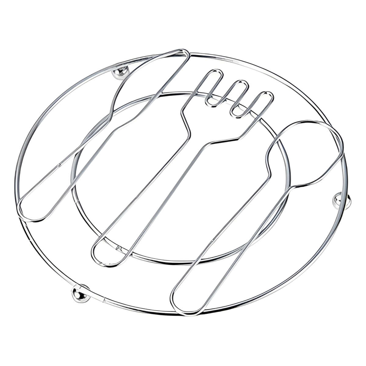 鍋敷 ワイヤー 鍋敷き カトラリー柄 ( なべ敷き 鍋プレート トリベット 丸型 丸 鉄 鍋しき 鍋置き なべしき やかん置き 鍋じき 鍋 ケトル やかん スキレット 置き キッチン雑貨 おしゃれ かわいい 直径17.5 )