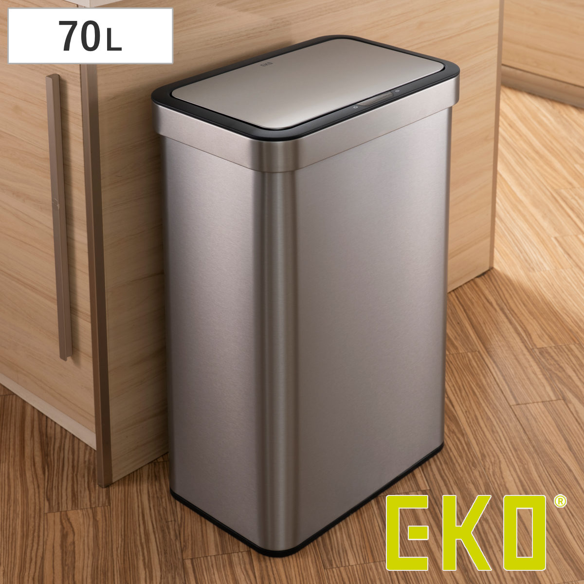 EKO ゴミ箱 70L エコノヴァセンサービン センサー式 （ イーケーオー ごみ箱 70リットル 自動開閉 スリム 大容量 センサー 一年保証付き 大きい 大きめ 電池式 キッチン ふた付き 分別 ）
