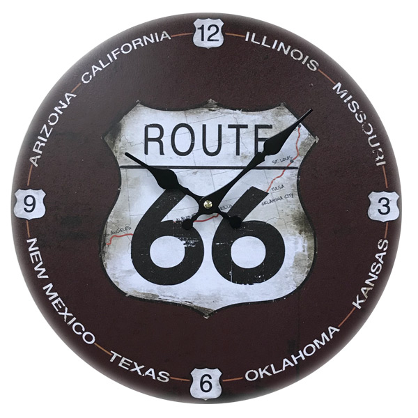 掛け時計 33cm ルート66 1 モチーフクロック ROUTE 66 （ アナログ 時計 壁掛け時計 インテリア 雑貨 33 壁掛け おしゃれ  掛時計 とけい クロック 掛け ウォールクロック かけ時計 直径 ）