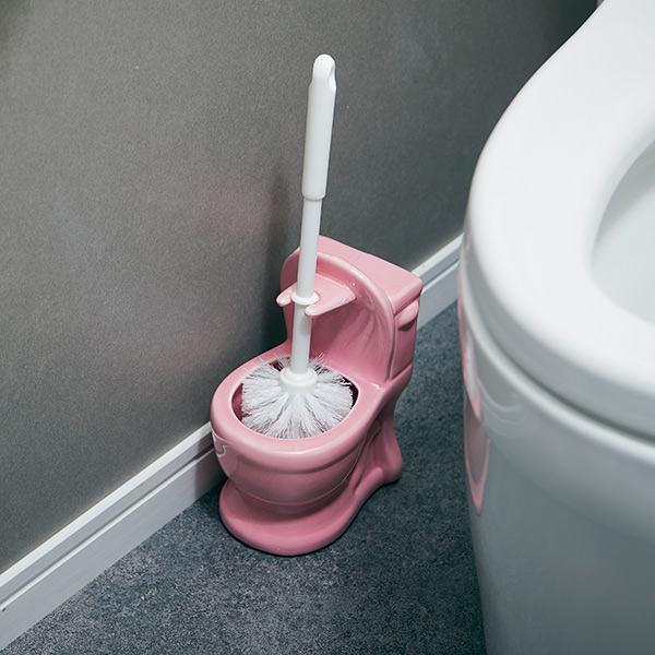 トイレブラシ toilet トイレット 陶器 ユニークトイレブラシセット トイレ掃除 （ トイレ用品 トイレクリーナー トイレ用ブラシ トイレ ブラシ  ケース付き 清掃 トイレタリー 掃除 クリーナー 用具 掃除道具 ユーモア ） 【 ブラック 】