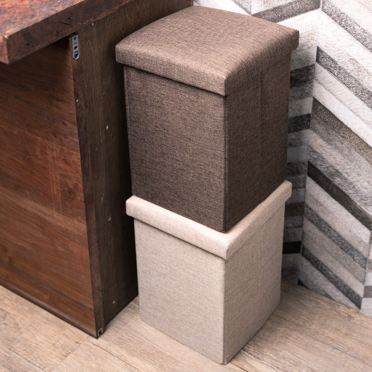 収納ボックス 座ってしまえて畳める便利ボックス ハイタイプ 折りたたみ ( 幅27.5×奥行27.5×高さ37.5cm 収納 座れる イス チェア ベンチ 足置き 腰掛け 小物収納 隠す収納 新聞 雑誌 おもちゃ おしゃれ リビング 玄関 ) 【カヌレ】