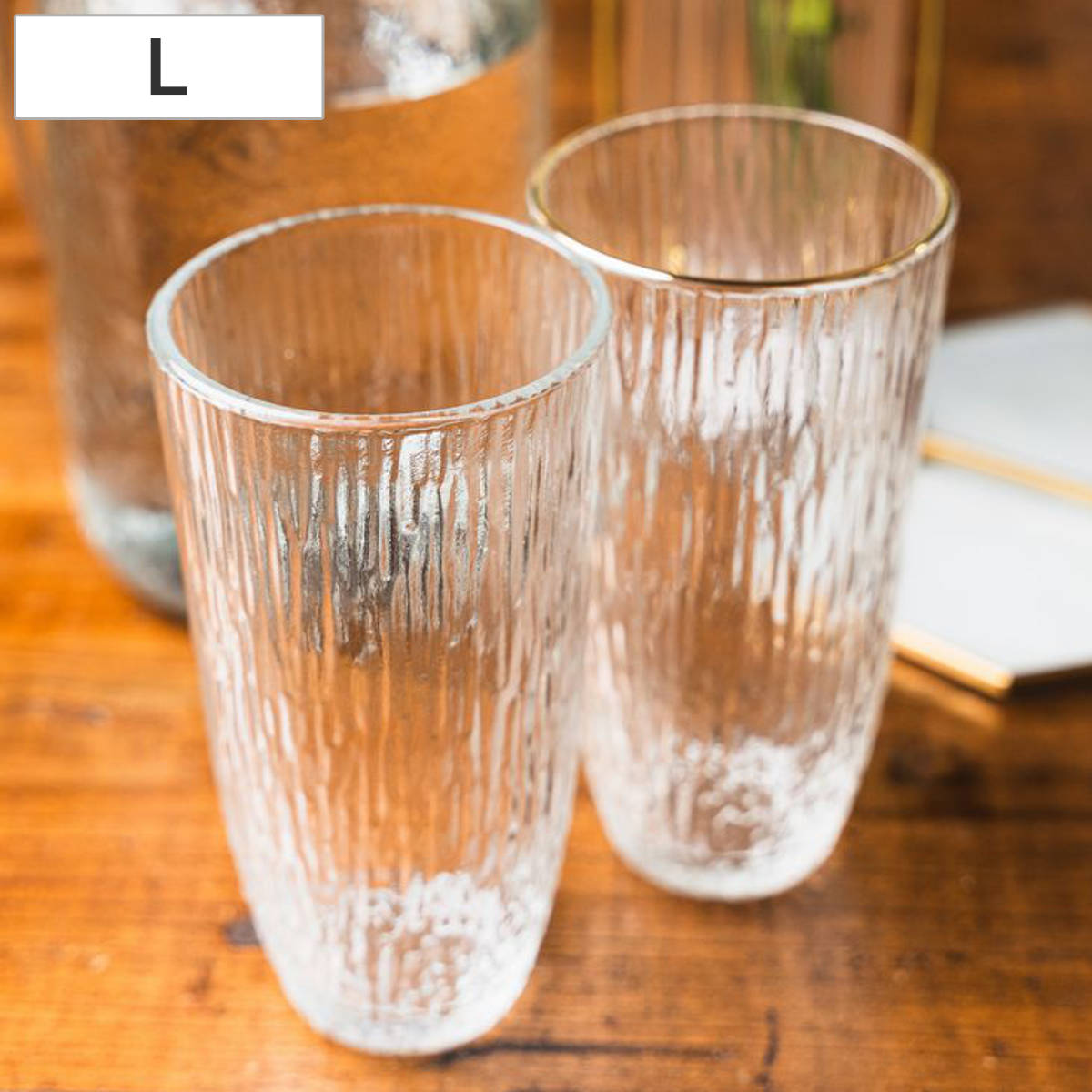 グラス theater ガラスタンブラー L （ 300ml ガラス コップ タンブラー 食器 凹凸ガラス テクスチャガラス デザインガラス カフェ風 シンプル おしゃれ 使いやすい ） 【ゴールド】