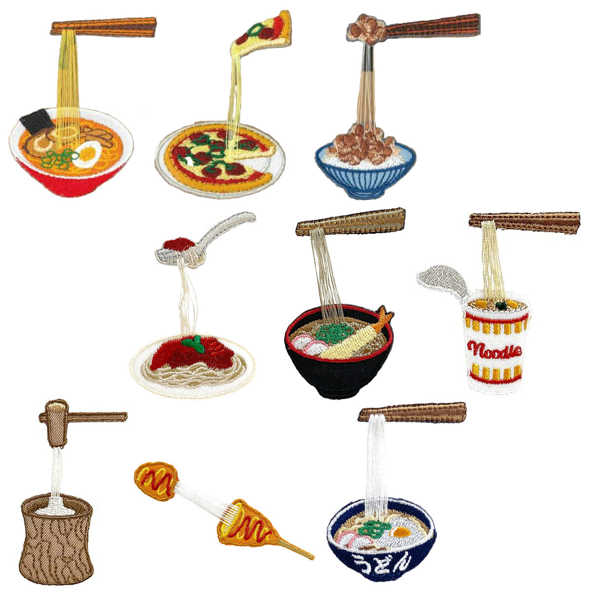刺繍 ワッペン のびーるワッペン 食べ物 シール アイロン （ シールワッペン 刺繍ワッペン アップリケ わっぺん 大人 子供 ファッション おしゃれ ワンポイント デコレーション リメイク アイロン不要 簡単接着 ） 【ラーメン】