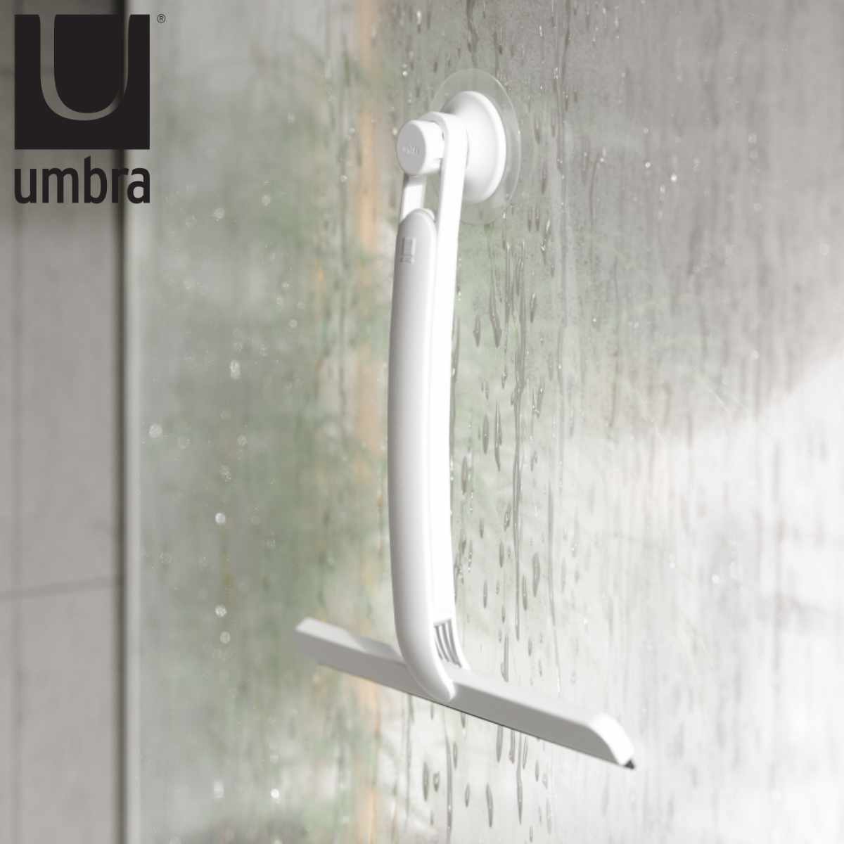 umbra 水切りワイパー フレックス スクイージー アドヒーシブ 鏡 結露取り 水滴 ( アンブラ 水切り お風呂掃除 窓掃除 シンプル ホワイト 浴室 お風呂 掃除 スキージー ワイパー 掃除用品 掃除グッズ )