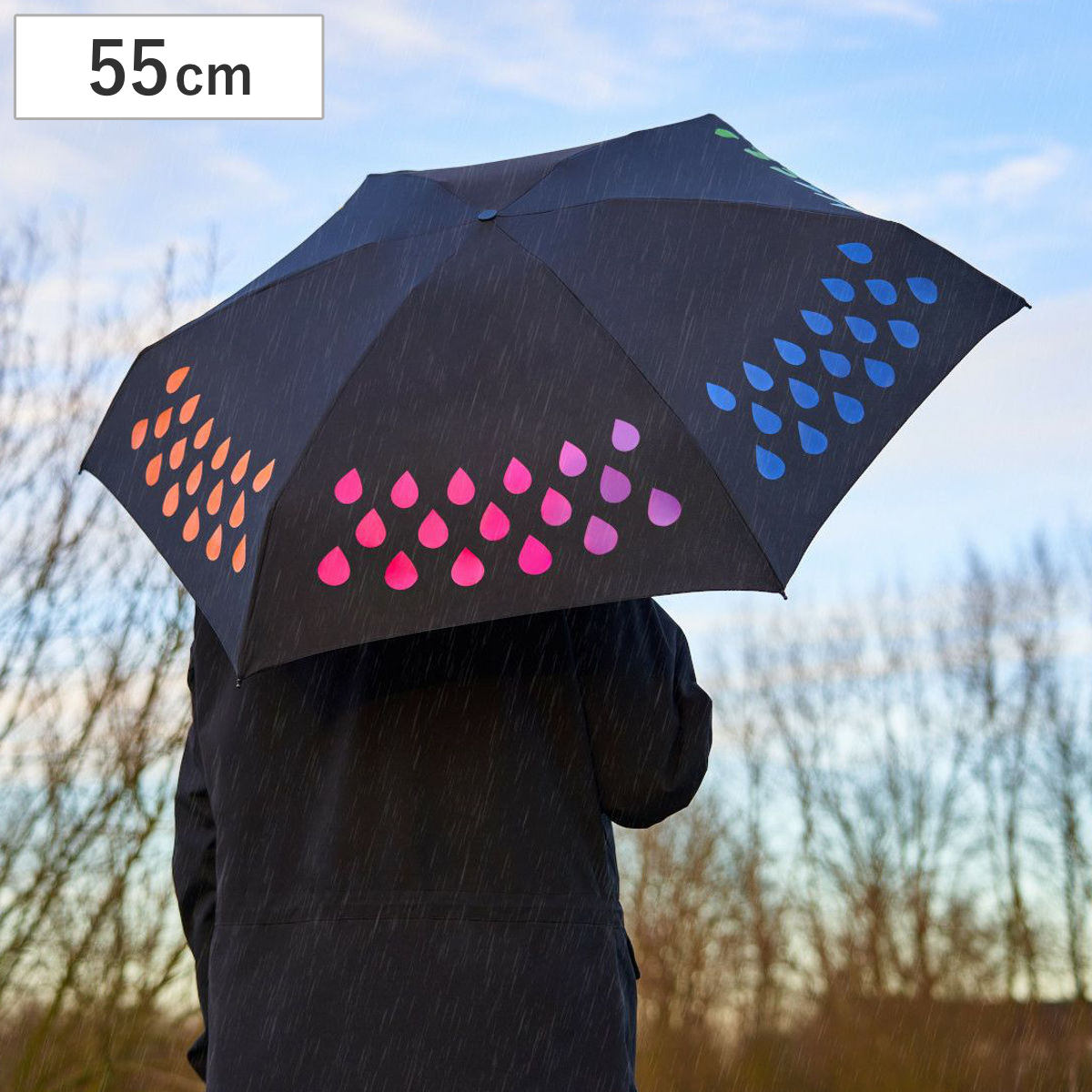 折りたたみ傘 雨傘 SUCK UK カラーチェンジアンブレラ ドロップ ミニ 55cm ( 傘 レディース かさ おしゃれ 雫 色が変わる カラフル 撥水 持ち運び 軽量190g おりたたみ傘 カサ アンブレラ 通勤 通学 コンパクト 軽い 携帯 袋付き )