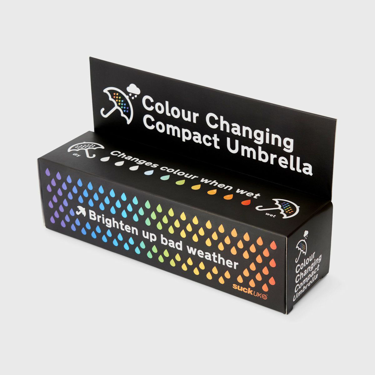 折りたたみ傘 雨傘 SUCK UK カラーチェンジアンブレラ ドロップ ミニ 55cm ( 傘 レディース かさ おしゃれ 雫 色が変わる カラフル 撥水 持ち運び 軽量190g おりたたみ傘 カサ アンブレラ 通勤 通学 コンパクト 軽い 携帯 袋付き )