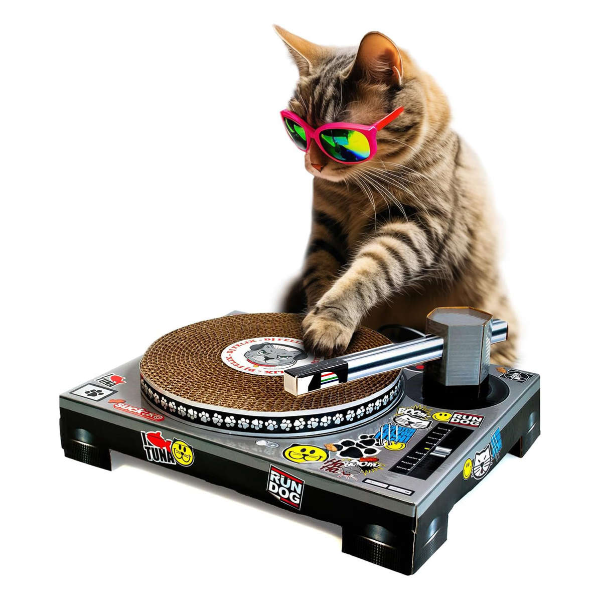 爪とぎ キャットスクラッチャー DJ 猫 SUCK UK ( 爪研ぎ つめとぎ 猫用 段ボール 簡単組み立て ストレス解消 遊び おもちゃ かわいい 爪とぎマット 爪磨き ガリガリ ねこ 猫用品 ペット用品 おしゃれ 組み立て簡単 )