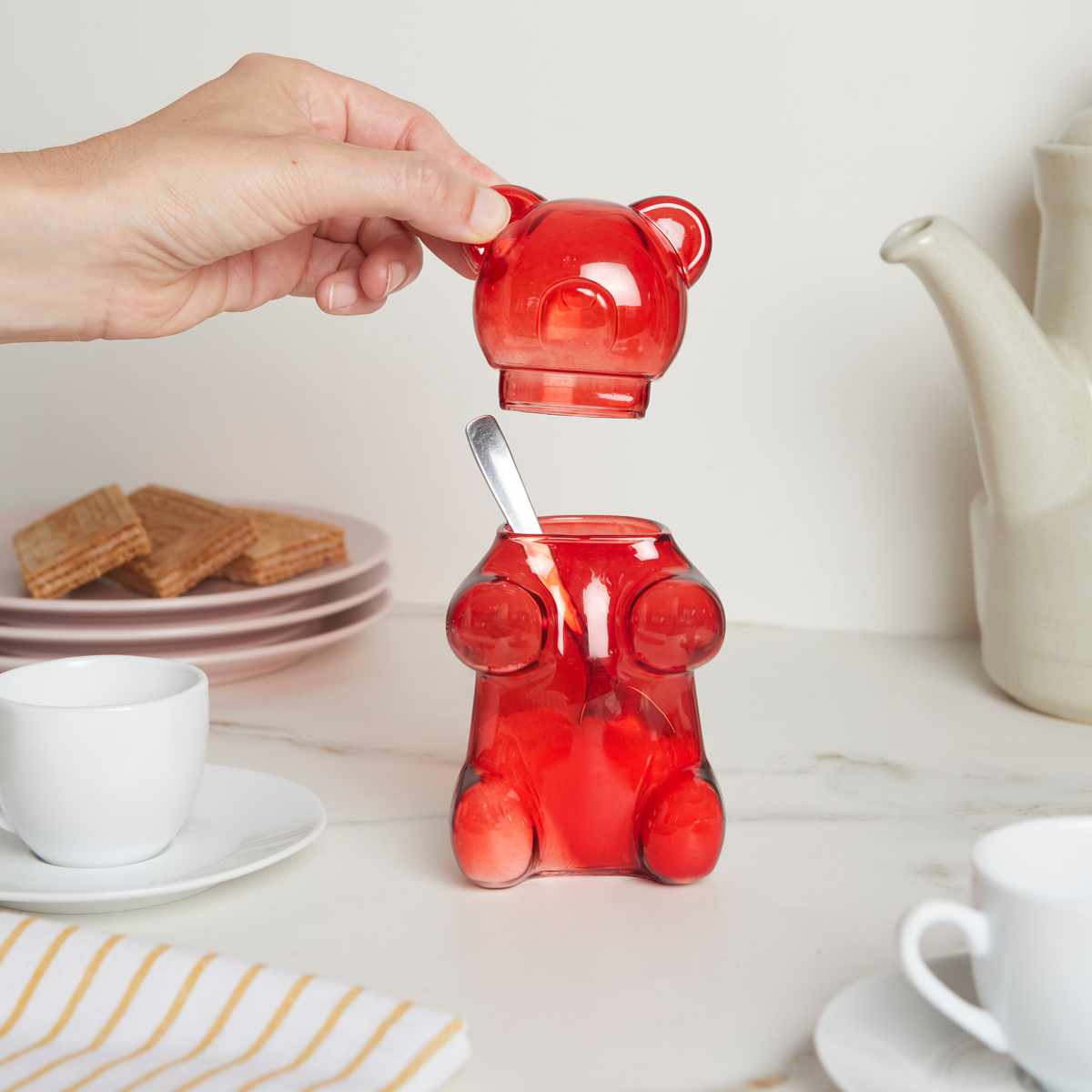 調味料入れ balvi シュガーポット グミベア ( ガラス 調味料ポット 砂糖入れ 容器 卓上 ティウェア 砂糖 シュガー おしゃれ かわいい くま型 クマ ベア )