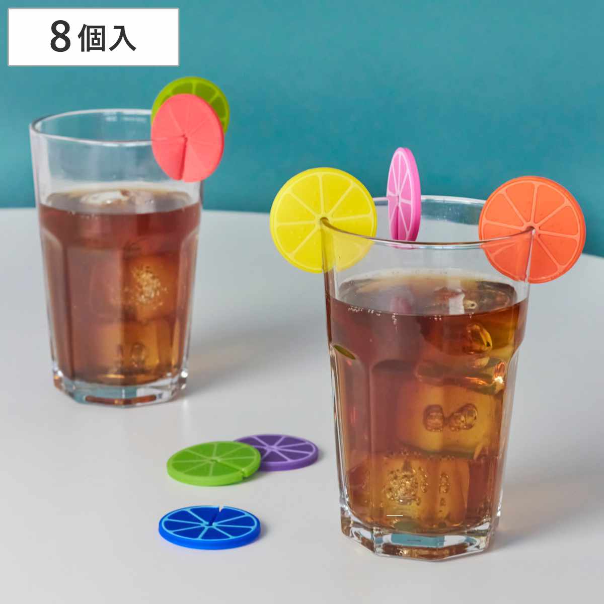 ドリンク 目印 balvi ドリンクマーカー フルーツ 8個入り ( グラスマーカー コップマーカー シリコン フルーツ柄 差込み パーティー ワイングラス コップ グラス 識別 飲み物 ユニーク おしゃれ )