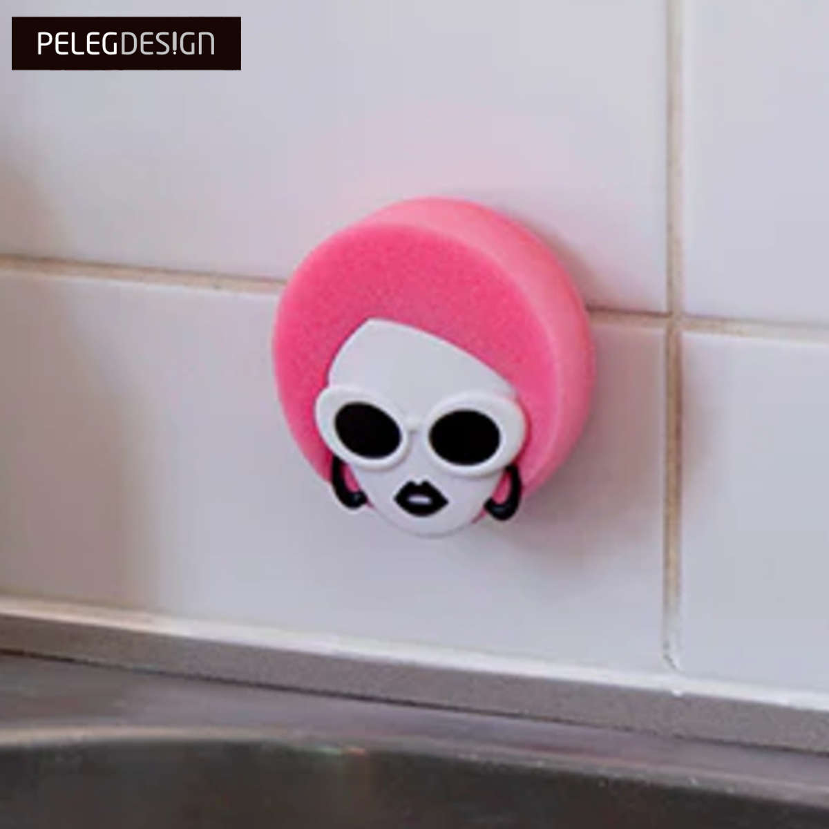 スポンジラック peleg designスポンジホルダー ディスコガール ( スポンジ置き ラック ホルダー 吸盤 スポンジトレー スポンジ入れ スポンジ付 キッチン雑貨 シンク おしゃれ かわいい ユニーク )