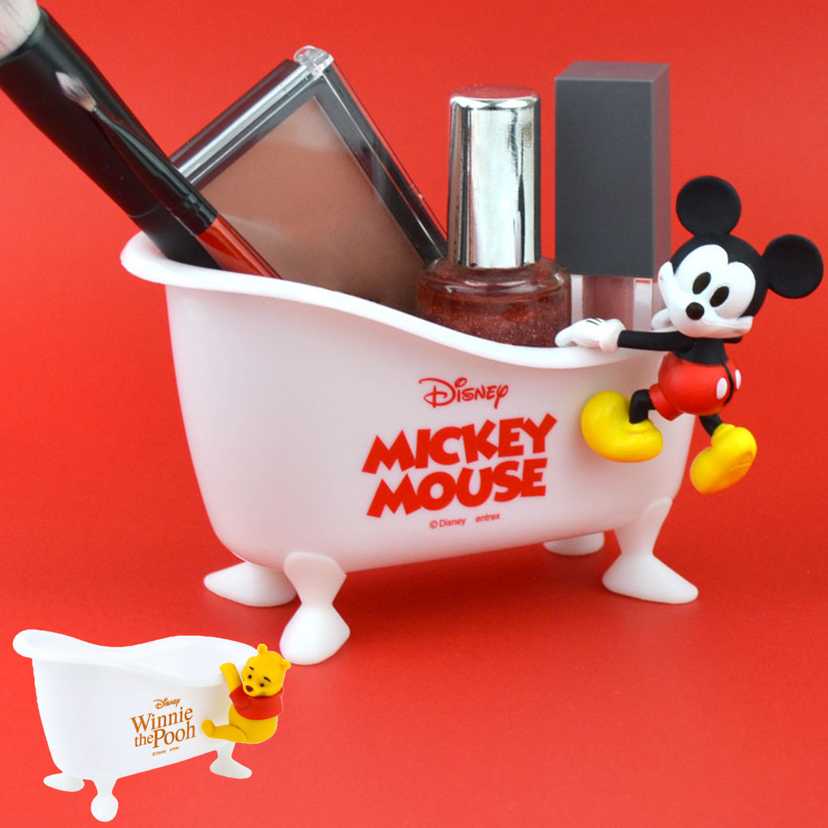 小物収納 ディズニー バスタブ 小物入れ キャラクター 幅12cm ( ミッキーマウス くまのプーさん ディズニーキャラ 収納 Disney disney バスタブ型 文具 文房具 メイク道具 石鹸 せっけん ソープディッシュ 入れ物 ) 【ミッキーマウス】