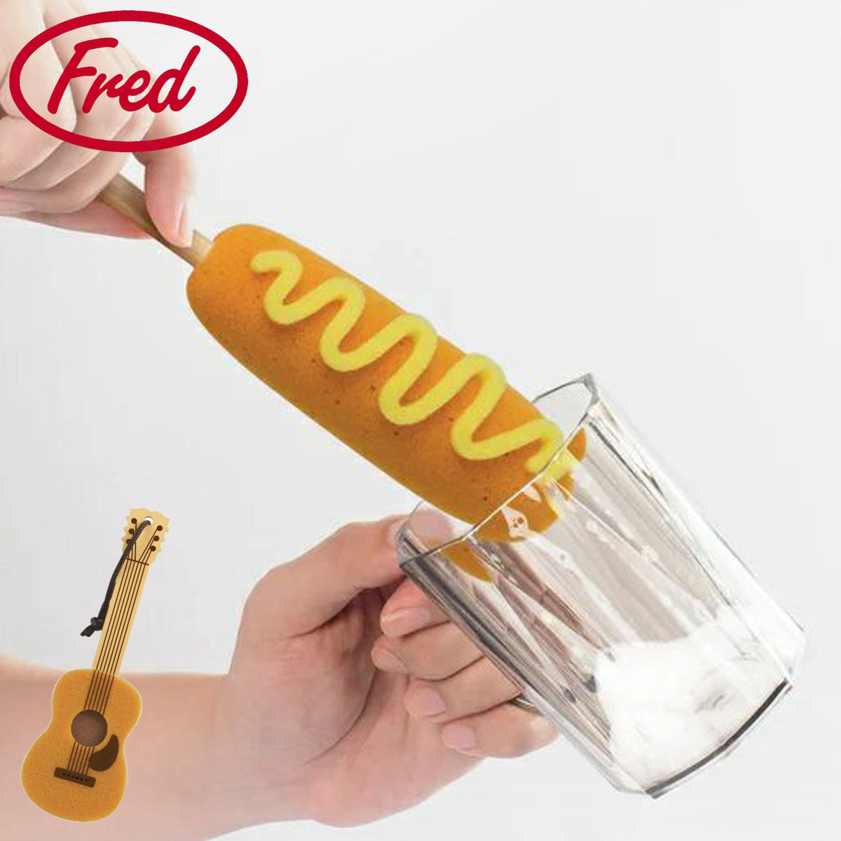 Fred ボトルスポンジ ボトル掃除 （ フレッド ボトル洗い コップブラシ 水筒洗い 柄付きブラシ スポンジ ブラシ 洗浄 洗い 洗う グラス クリーナー 食器洗い 食器用クリーナー 柄付きスポンジ かわいい ユニーク ） 【アメリカンドッグ】