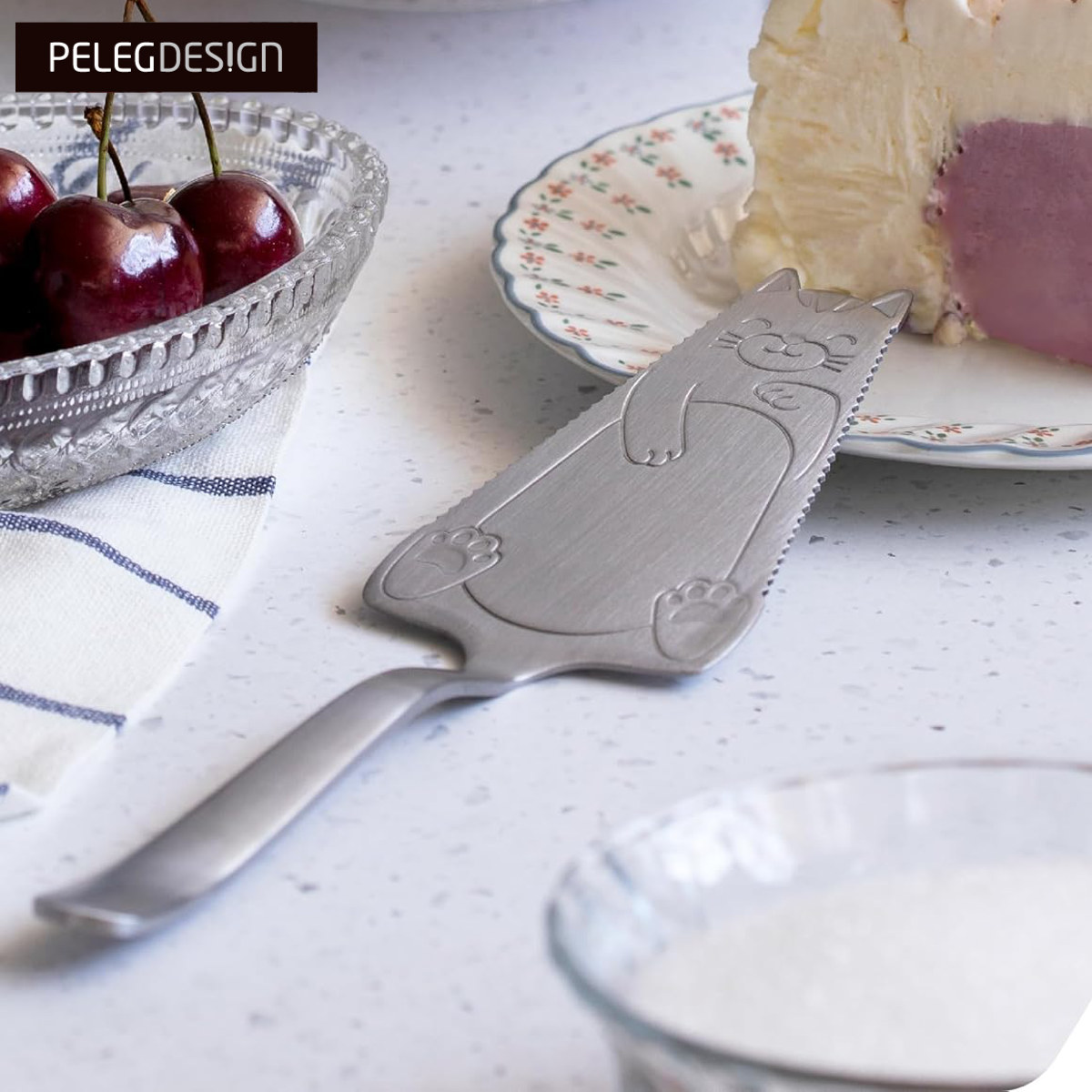 Peleg Design ケーキカッター ケーキナイフ Cakitty （ ペレグデザイン ケーキサーバー パイサーバー カトラリー ステンレス製 ねこ ネコ 猫 取り分け 簡単 アップルパイ ミートパイ ケーキ ピザ ラザニア かわいい アニマル 動物 ）