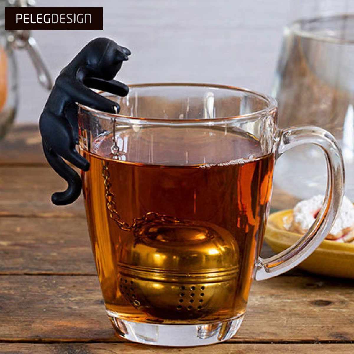 Peleg Design ティーストレーナー ティーバッグ キャッティー 茶こし （ ペレグデザイン ステンレス 茶葉 紅茶 お茶 緑茶 茶葉用 ストレーナー ティー エコ かわいい おしゃれ ユニーク ネコ 猫 ねこ お茶パック ）