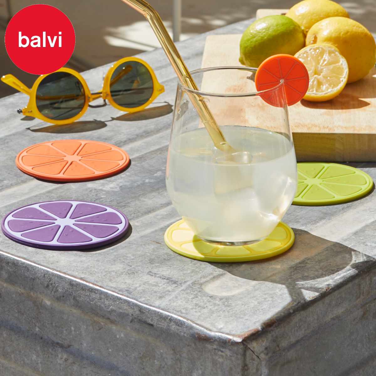 balvi コースター フルーツ 4個入り （ バルビ シリコーン マット グラスマット キッチン雑貨 インテリア かわいい おしゃれ ユニーク 滑りにくい テーブルコーディネート ）