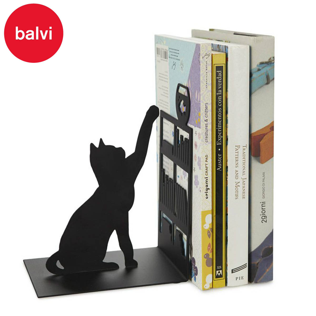 balvi ブックエンド 本立て 本 オシャレ フィッシングキャット （ バルビ 倒れない ブックスタンド 雑誌 収納 卓上シルエット デザイン 金属 本収納 仕切り インテリア ギフト プレゼント ユニーク おしゃれ 卓上収納 デスク整理 ）