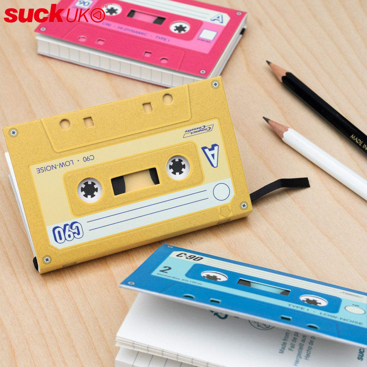 SUCK UK ノート ミニメモ カセットテープ ブック 3冊セット （ サックユーケー メモ帳 ミニノート メモ 80ページ 文具 おしゃれ かわいい プチギフト レトロ 懐かしい 文房具 作業 事務 ステーショナリー ）