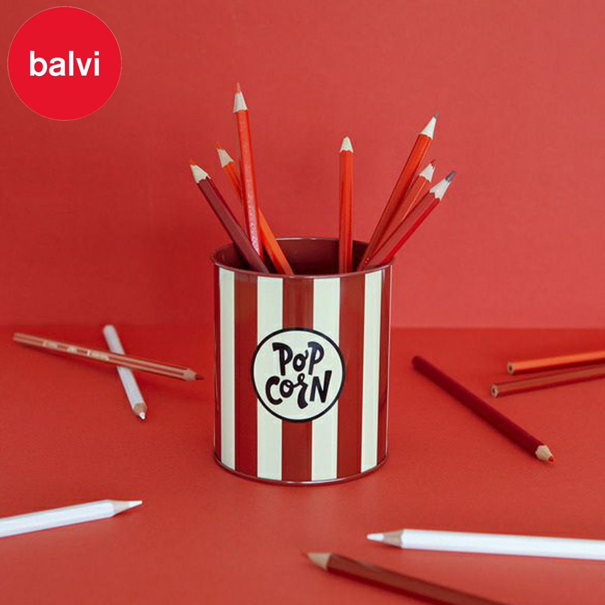 ペンホルダー 筆箱 balvi レトロポップコーン （ バルビ 文具 メガネ デスク収納 卓上収納 デスク 机 おしゃれ ディスプレイ 小物入れ 収納 ステーショナリー オフィス インテリア 雑貨 ）