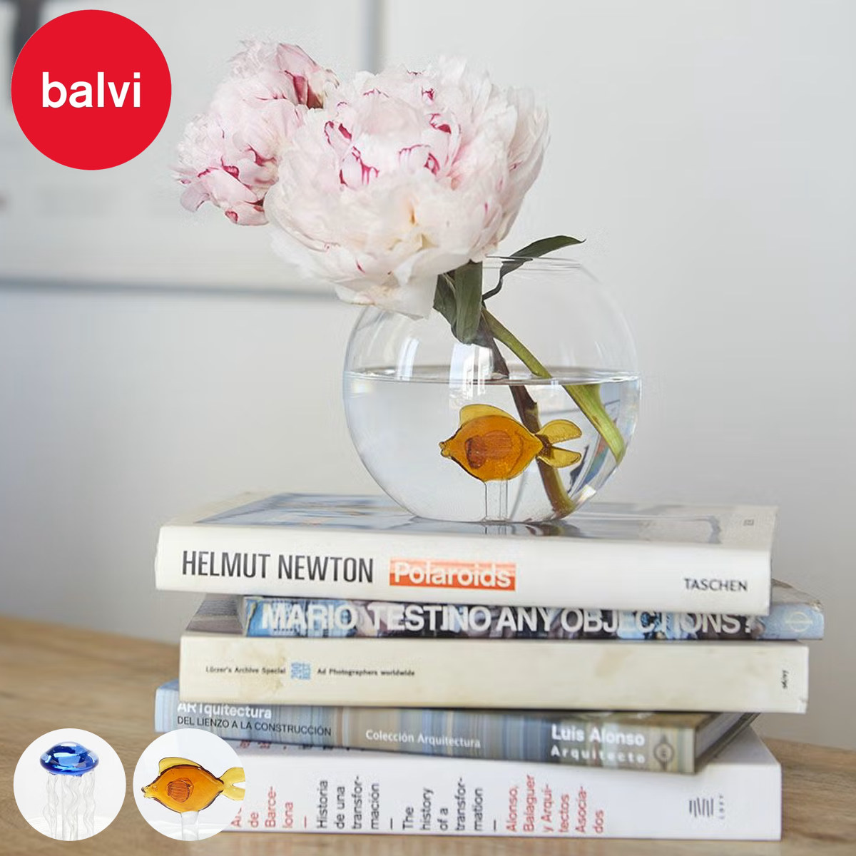 花瓶 フラワーベース balvi インテリア オシャレ 海 生き物 （ バルビ 花ビン 花びん 花器 フラワー 花 飾る 花入れ ガラス ガラス製 透明 くらげ さかな おしゃれ 一輪挿し ） 【クラゲ】