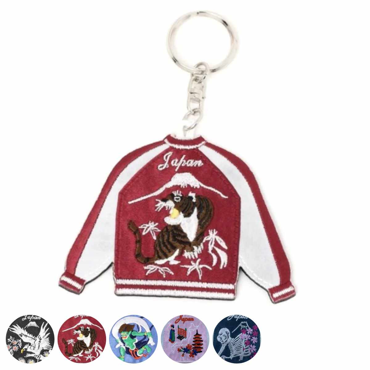 LEADWORKS キーホルダー スカジャン チャーム オシャレ （ レッドワークス 刺繍 バッグチャーム キーリング 雑貨 ストラップ 目印 紛失防止 カギ 鍵 キーチェーン プレゼント ギフト 自宅 車 自転車 ） 【日本】