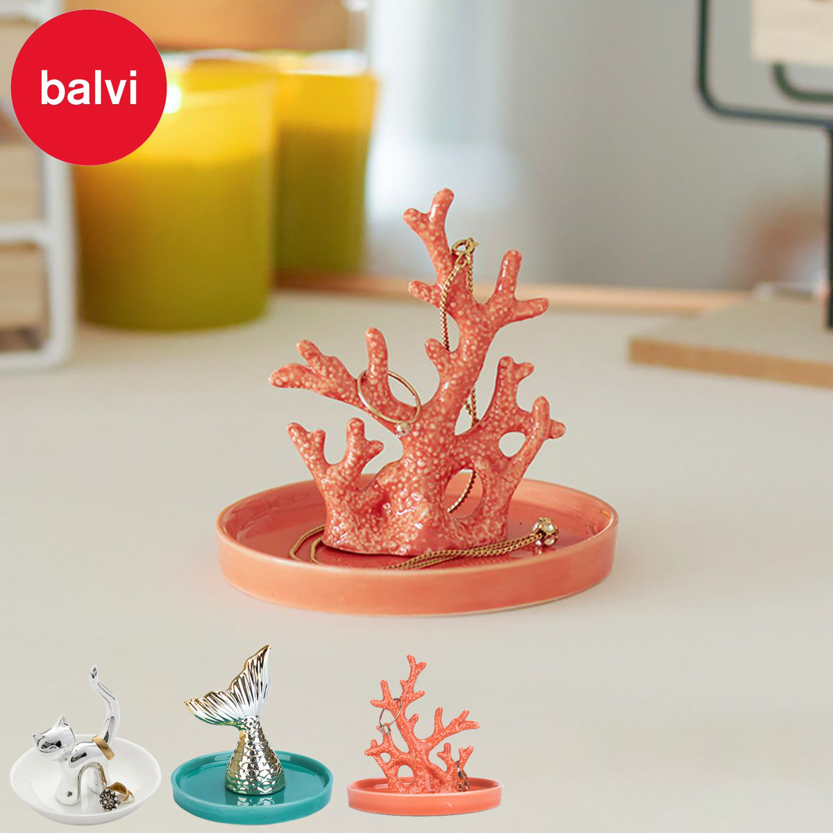 リングホルダー balvi 指輪置き アクセサリーケース 動物 小物入れ （ バルビ アクセサリー 収納 ディスプレイ 指輪 ピアス ブレスレット トレー ジュエリースタンド トレイ イヤリング リビング 玄関 飾る おしゃれ スタンド ） 【マーメイド】