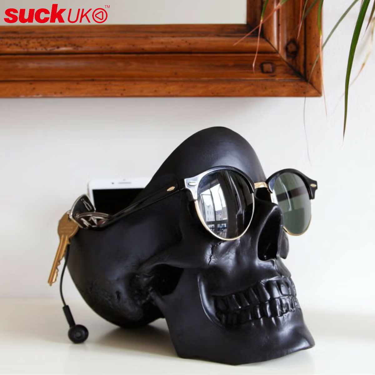 SUCK UK トレイ 小物収納 スカル マルチオーガナイザー 骸骨 （ サックユーケー 頭蓋骨 アクセサリー収納 マルチ 収納 インテリア デスク収納 玄関 オブジェ ディスプレイ ギフト プレゼント リビング ブラック ）