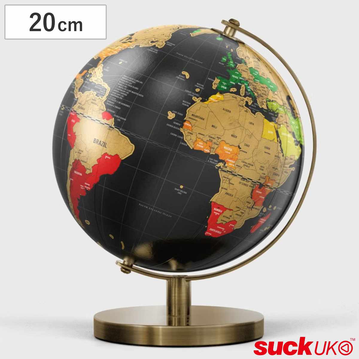 SUCK UK 地球儀 スクラッチ 20cm インテリア 世界地図 地球 ( サックユーケー 旅 旅行 記録 世界 削る コンパクト 卓上 行ったことある国 塗りつぶし 行った国 入学祝い 誕生日プレゼント 地理 旅行好き 勉強 ギフト ディスプレイ )