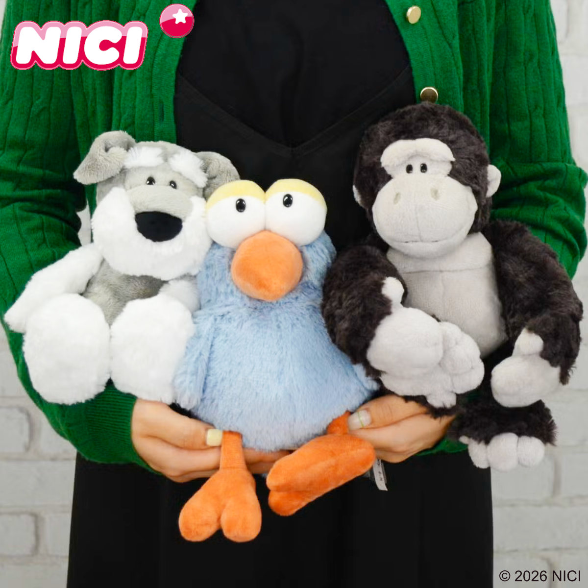 ぬいぐるみ NICI クラシック 25cm 動物 プレゼント （ ニキ ヌイグルミ ハチドリ シュナウザー ゴリラ ふわふわ アニマル 犬 かわいい 鳥 もこもこ 縫いぐるみ 人形 ぬい撮り おもちゃ 子ども 女の子 男の子 ） 【ゴリラ】