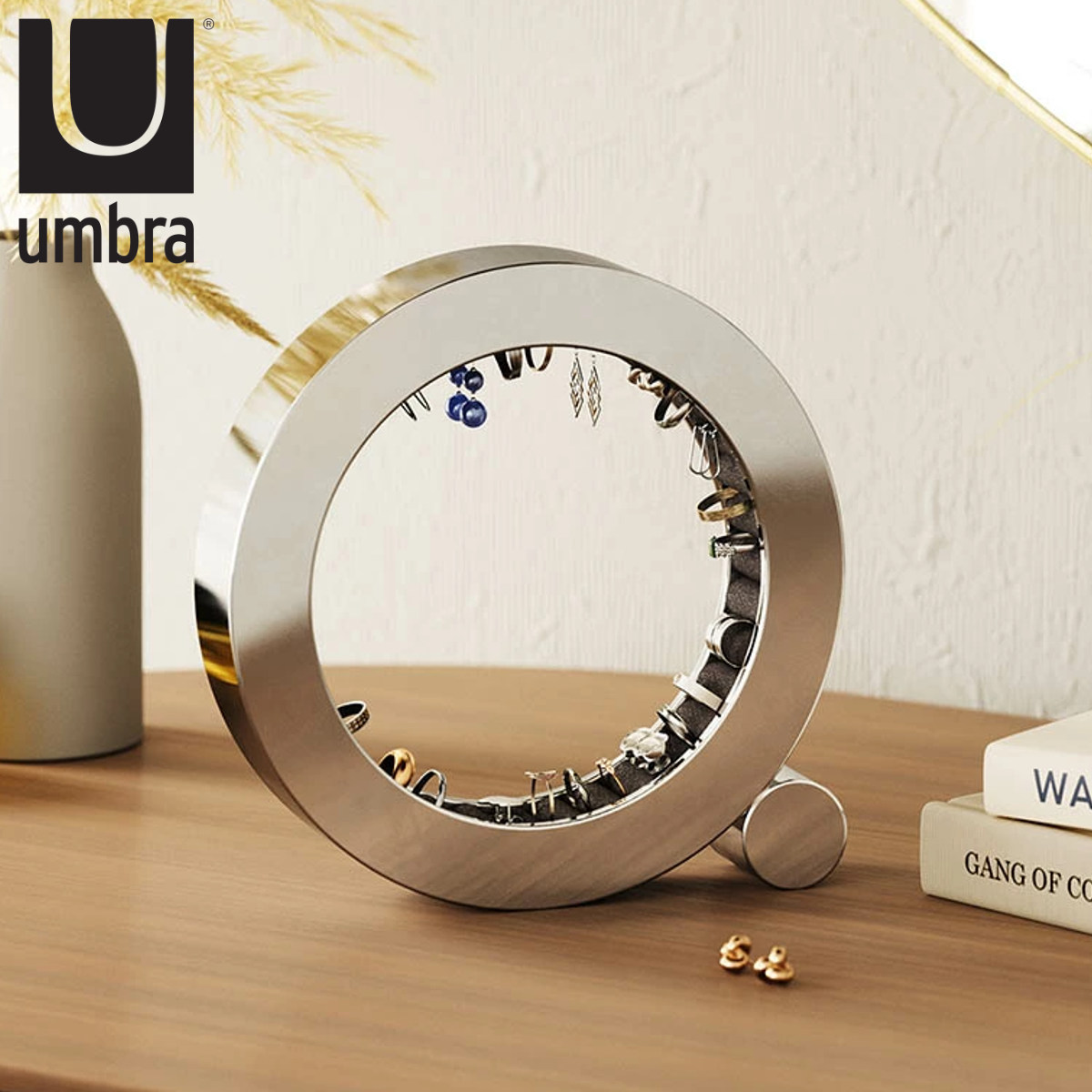 umbra リングホルダー フェリス ジュエリーオーガナイザー メタル クロム （ アンブラ 指輪ホルダー 指輪スタンド ジュエリー収納 指輪収納 アクセサリー収納 アルミニウム クロム仕上げ おしゃれ プレゼント 贈り物 飾る ）