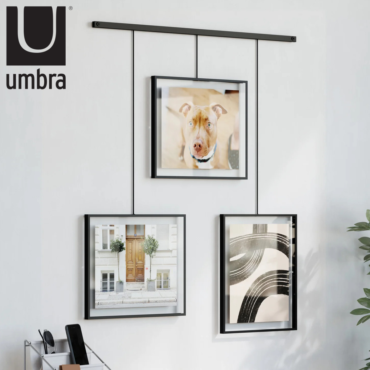 umbra フォトフレーム 壁掛け イグジビット フォトディスプレイ （ アンブラ 写真立て ウォール 写真たて おしゃれ 吊るす 3枚 縦 横 写真フレーム 吊り下げ 写真入れ インテリア フォト 写真 壁 六切り 6切 ）
