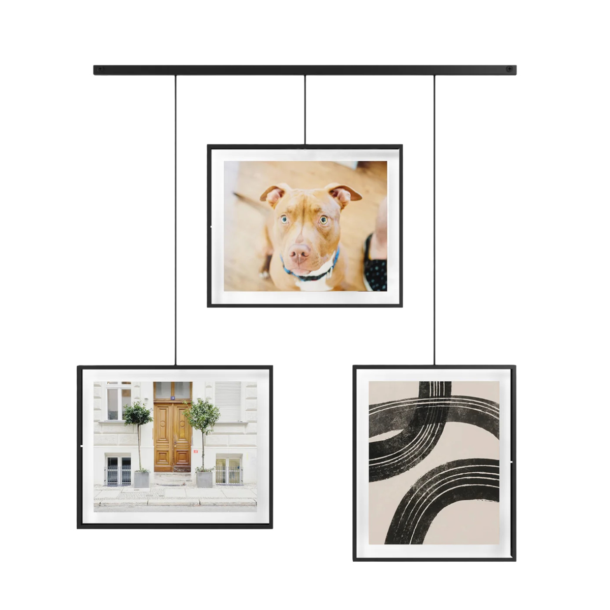 umbra フォトフレーム 壁掛け イグジビット フォトディスプレイ ( アンブラ 写真立て ウォール 写真たて おしゃれ 吊るす 3枚 縦 横 写真フレーム 吊り下げ 写真入れ インテリア フォト 写真 壁 六切り 6切 )