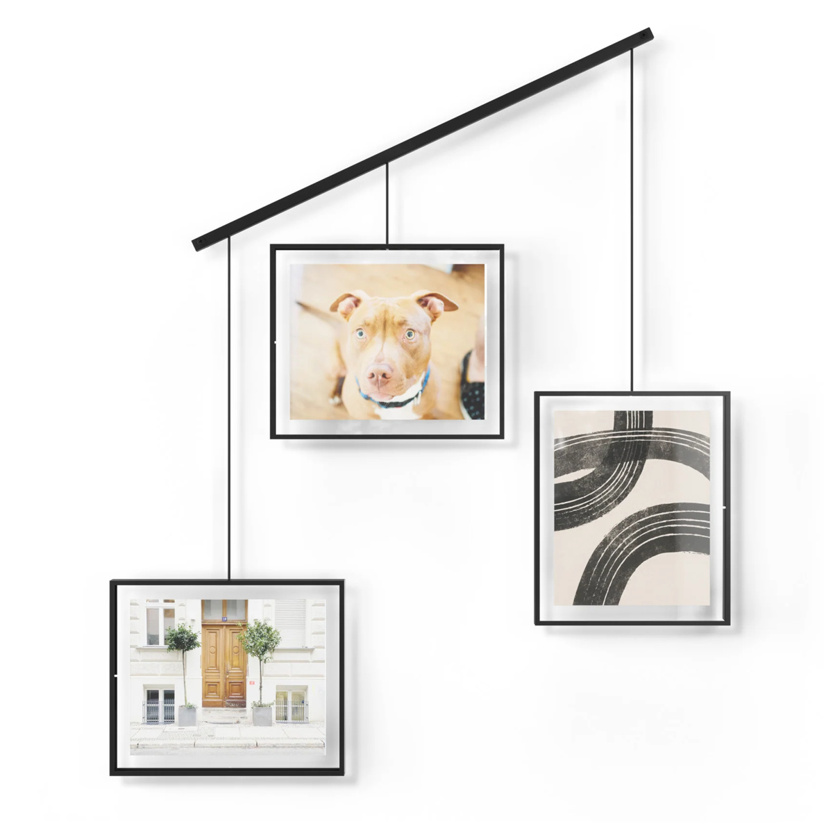 umbra フォトフレーム 壁掛け イグジビット フォトディスプレイ ( アンブラ 写真立て ウォール 写真たて おしゃれ 吊るす 3枚 縦 横 写真フレーム 吊り下げ 写真入れ インテリア フォト 写真 壁 六切り 6切 )