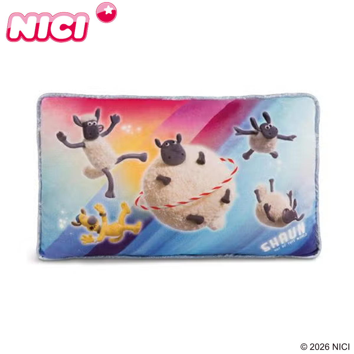 NICI クッション ひつじのショーン プリントクッション （ ニキ キャラクター 長方形 羊 ひつじ 動物 アニマル かわいい おしゃれ インテリア 雑貨 ）
