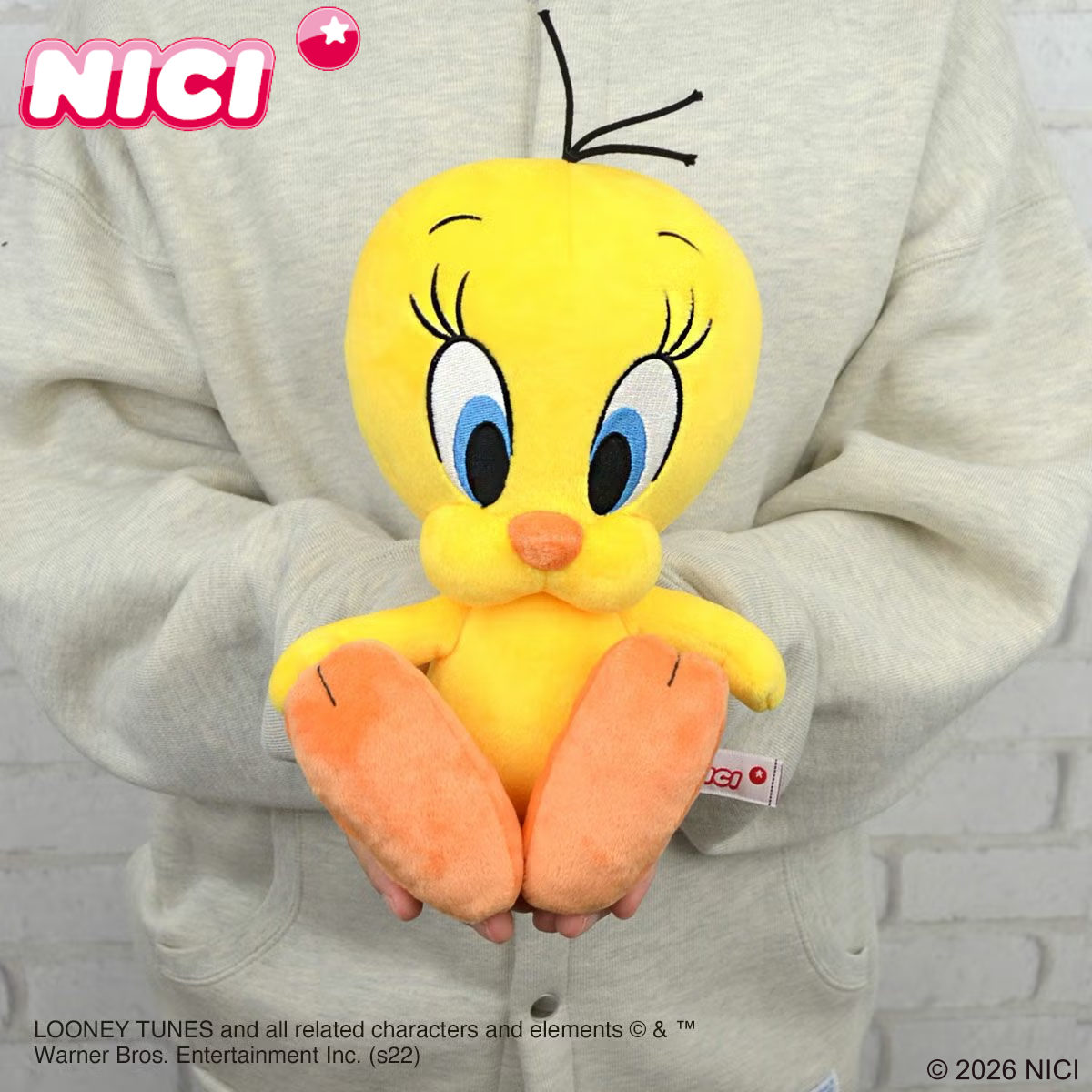 NICI ルーニーテューンズ トゥイーティー ぬいぐるみ クラシック 25cm ( ニキ ヌイグルミ ルーニー・テューンズ アニマル グッズ かわいい キャラクター ふわふわ 縫いぐるみ 人形 おもちゃ 玩具 子ども 女の子 男の子 黄色 )
